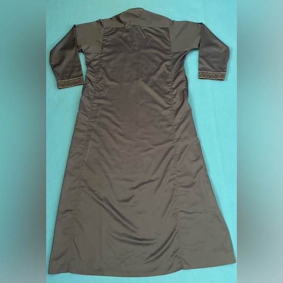 GOLDEN MOUNTAINS throbe full length gray gold embroidery zip mockneck NEW size M - Picture 2 of 14